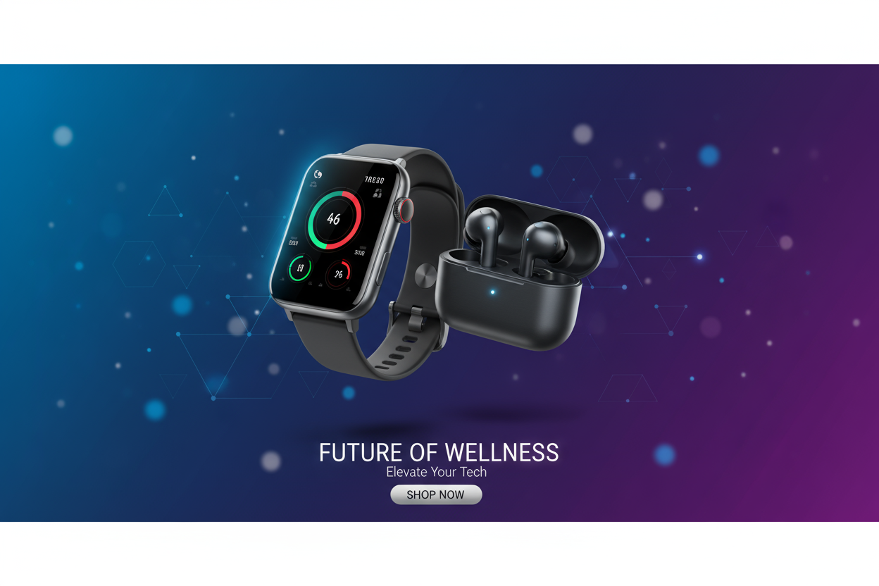 make the banner for smart watches and earburds with fully latest 